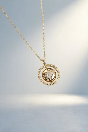 Gold Renk Kutup Yıldızı Kolye Şık Tasarım Çelik Zincir