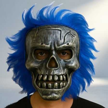 Cadılar Bayramı İçin Mavi Saçlı İskelet Maske