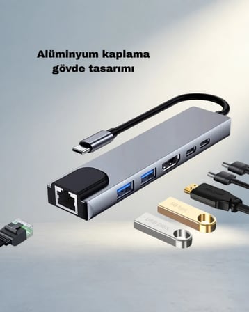 Kompakt Macbook Usb-C Hub 4K Hdmi Ve Usb 3.0 Girişi