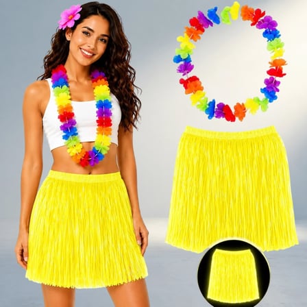 Rengarenk Hawaii Kolye Neon Sarı Detaylarla