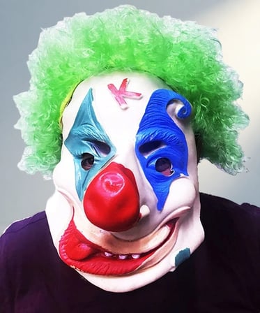Afro Bonus Peruklu Yeşil Palyaço Lateks Maske Yetişkinler İçin