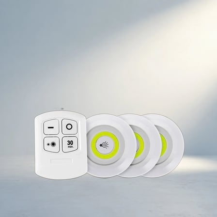 Kumandalı Yapışkanlı Led Spot Lamba Banyo Ve Mutfak İçin 3'Lü Set