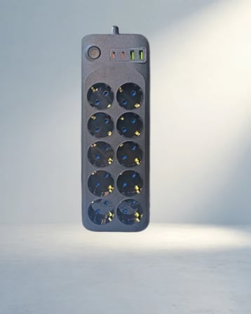 Termal Korumalı 10'Lu Priz Usb Type-C Çıkışlı Uzatma Kablosu