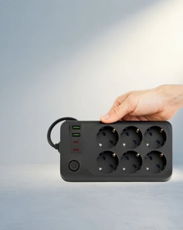 Termal Koruma Özellikli 6'Lı Priz Usb Ve Type-C Çıkışlı 2500W