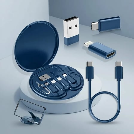 Çok Fonksiyonlu Seyahat Şarj Kiti Type-C Kablo Ve Adaptörlü Düzenleyici Kutu