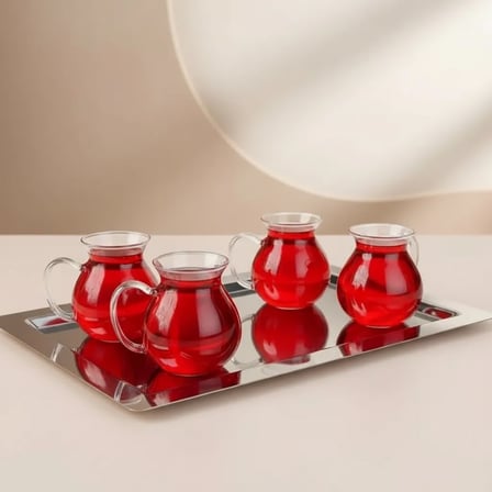 Sıcak Soğuk İçecekler İçin 200 Ml Kulplu Borosilikat Cam Bardak 6'Lı Set