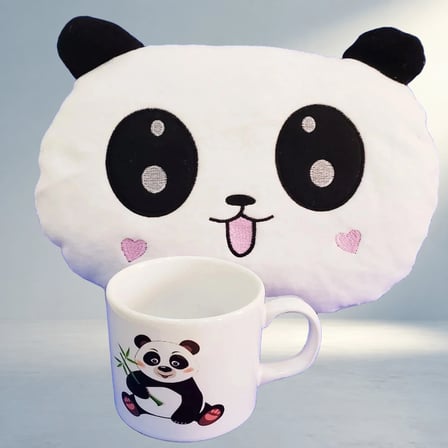 Hediye Seti Ile Panda Yastık Ve Kupa (Sevimli Model)