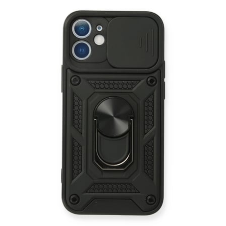 Tcx İphone 11 Kılıf Pars Lens Yüzüklü Silikon - Siyah