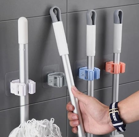 4 Adet Yapışkanlı Mop Tutucu Seti