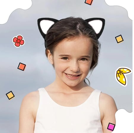 15X17 Cm Siyah Kullanıma Uygun Kedi Kulak Taç Pofuduk