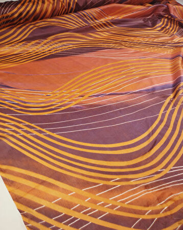 %100 İpek Mor Turuncu Renklerde Kumaş En: 135 cm