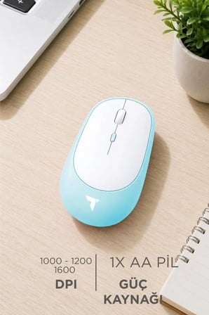 Premium Fonksiyonel Aksesuar Cihaz Mouse Çift Modlu Sessiz Kablosuz Fare TM16 Mavi