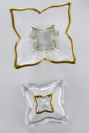 Gold Yaldızlı Kelebek Model Mini Cam Şekerlik