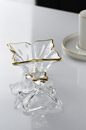 Gold Yaldızlı Kelebek Model Mini Cam Şekerlik