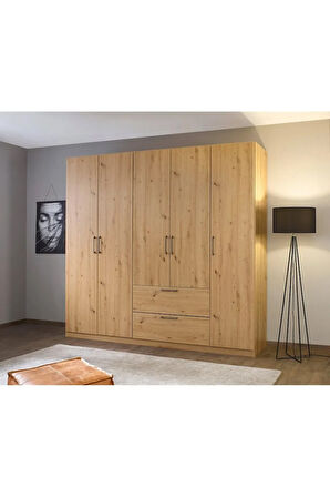 Giyinme Dolabı - Çok Amaçlı Dolap - Gardırop 225 cm-5 Kapaklı-2 Çekmeceli