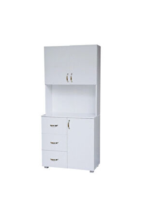 Zeren Çok Amaçlı Dolap-Mikrodalga Dolabı-Erzak Dolabı-3 Çekmeceli -Kiler Dolabı-Mutfak Dolabı- Beyaz