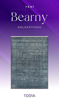 Royal Halı Bearny TD01A Lacivert Antrasit Viskon Akrilik Yumuşak Dokulu Modern Halı