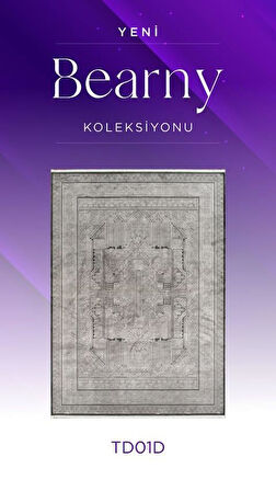 Royal Halı Bearny TD01D Gri Antrasit Viskon Akrilik Yumuşak Dokulu Modern Halı