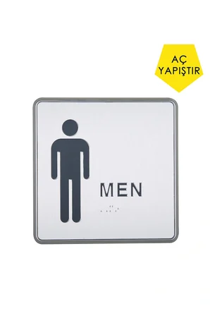 Kadın Erkek Wc Yönlendirme Levhası Seti - 15X15 cm Kabartmalı ve Braille Alfabeli Kendinden Yapışkanlı Tuvalet Tabelası