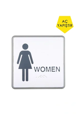 Kadın Erkek Wc Yönlendirme Levhası Seti - 15X15 cm Kabartmalı ve Braille Alfabeli Kendinden Yapışkanlı Tuvalet Tabelası