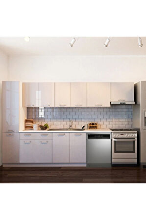 Tiran Hazır Mutfak Dolabı Kiler Dahil -320cm-Beyaz Laminat Tezgah Dahil-Bulaşık Makinesi Yeri Mevcut