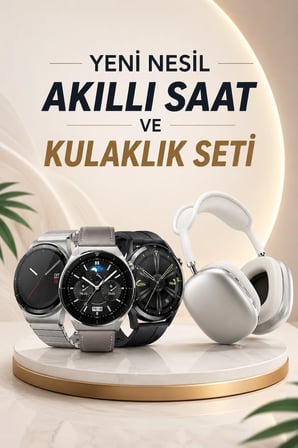 Yeni Nesil Sesli Görüşme Akıllı Saat ve Powerbank Çoklu Şarj Girişli Bluetooth Kulaklık Nabız Ölçer