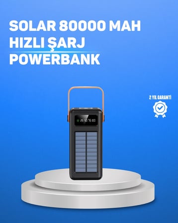 mAh Yüksek Kapasiteli Powerbank Göstergeli Solar Şarj Cihazı
