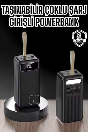 Powerbank . MAH  Portlu Uzun Şarj Süreli Dijital Göstergeli