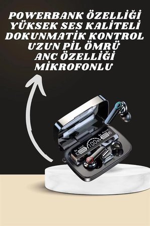 Dijital Göstergeli Powerbank Kulaklık ve 7 Kordonlu Yeni Nesil Akıllı Saat Amoled Ekran