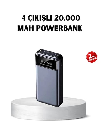 Powerbank  mAh Hızlı Şarjlı LED Fenerli ve  Portlu