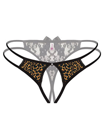 Özel Bölgesi Açık Leopar Desenli Fantazi Külot