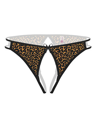 Ağı Açık Leopar Desenli Fantezi Külot String