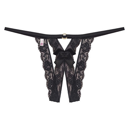 Özel Bölgesi Açık Taşlı Dantelli Fantezi Külot