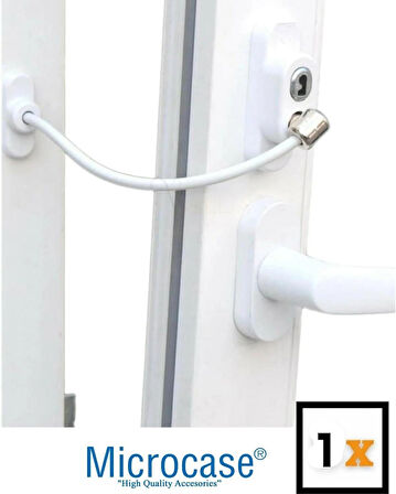 Microcase Çelik Halatlı Anahtarlı Kablolu Pvc Kapı Pencere Emniyet Hırsız Çocuk Güvenlik Kilidi - BEYAZ AL5186 1 ADET