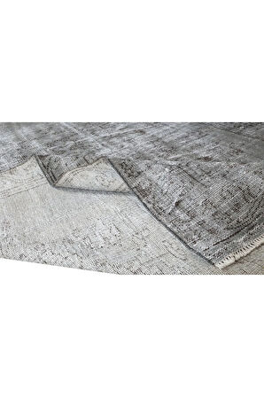 177x283 Cm El Dokuması Yeniden Boyanmış Eski Türk Halısı, Modern Gri El Yapımı Yünlü Halı