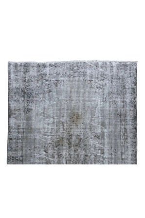 177x283 Cm El Dokuması Yeniden Boyanmış Eski Türk Halısı, Modern Gri El Yapımı Yünlü Halı