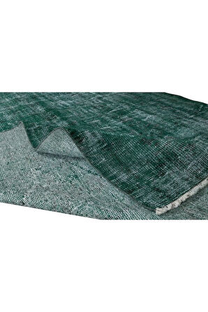 186x292 Cm El Dokuması Yeniden Boyanmış Eski Türk Halısı, Modern Yeşil El Yapımı Yünlü Halı