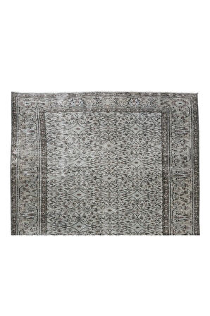 165x260 Cm El Dokuması Yeniden Boyanmış Eski Türk Halısı, Modern Gri El Yapımı Yünlü Halı