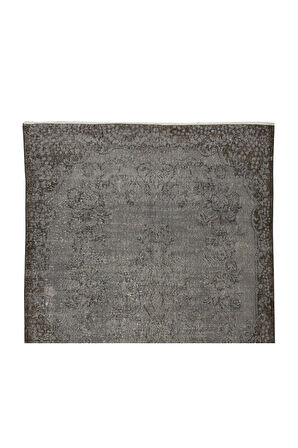 170x296 Cm El Dokuması Yeniden Boyanmış Eski Türk Halısı, Modern Gri El Yapımı Yünlü Halı