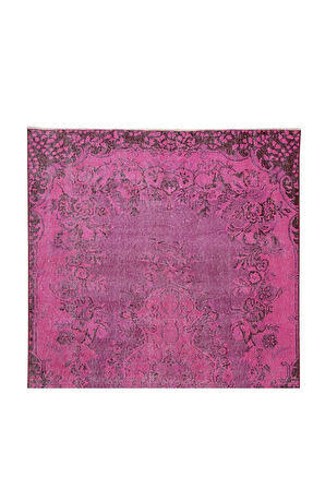 152x285 Cm El Dokuması Yeniden Boyanmış Eski Türk Halısı, Modern Pembe El Yapımı Yünlü Halı