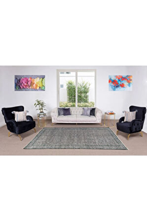 182x271 Cm El Dokuması Yeniden Boyanmış Eski Türk Halısı, Modern Gri El Yapımı Yünlü Halı