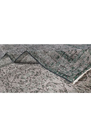 182x271 Cm El Dokuması Yeniden Boyanmış Eski Türk Halısı, Modern Gri El Yapımı Yünlü Halı