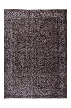 195x268 Cm El Dokuması Yeniden Boyanmış Eski Türk Halısı, Modern Kahverengi El Yapımı Halı
