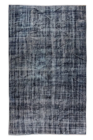 178x285 Cm Mavi Tonlarda Yünlü Ve Pamuklu Halı, Modern El Dokuması Boyanmış Eski Türk Halısı