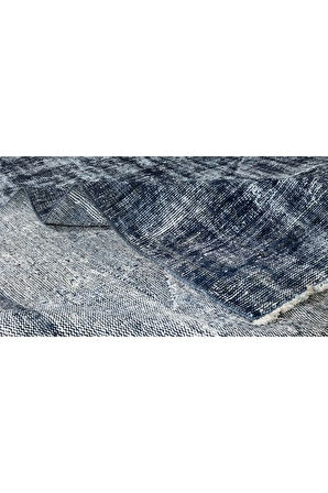 178x285 Cm Mavi Tonlarda Yünlü Ve Pamuklu Halı, Modern El Dokuması Boyanmış Eski Türk Halısı