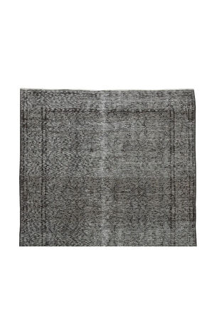154x272 Cm El Dokuması Yeniden Boyanmış Eski Türk Halısı, Modern Gri El Yapımı Yünlü Halı