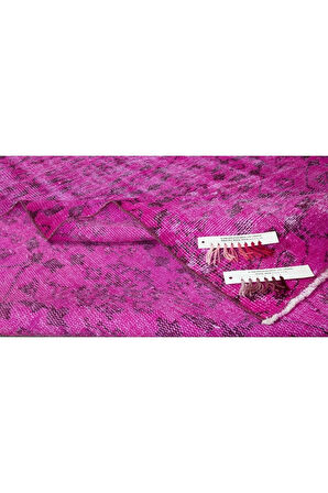 150x242 Cm El Dokuması Yeniden Boyanmış Eski Türk Halısı, Modern Pembe El Yapımı Yünlü Halı