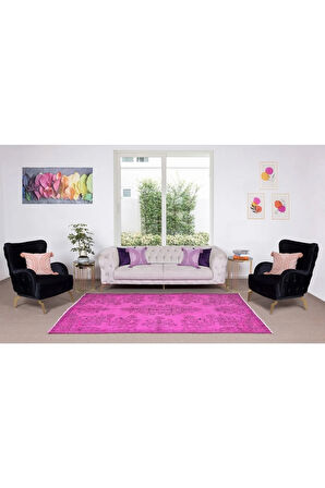 173x278 Cm El Dokuması Yeniden Boyanmış Eski Türk Halısı, Çağdaş Pembe El Yapımı Yünlü Halı