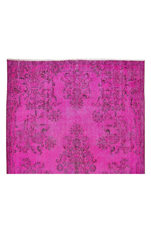 173x278 Cm El Dokuması Yeniden Boyanmış Eski Türk Halısı, Çağdaş Pembe El Yapımı Yünlü Halı