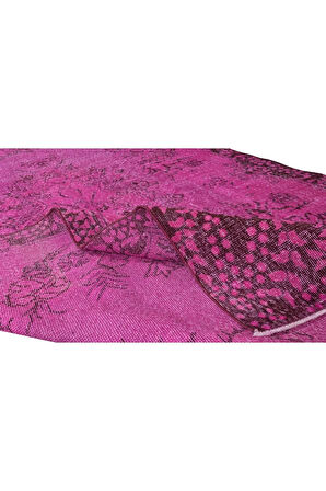 170x297 Cm El Dokuması Yeniden Boyanmış Eski Türk Halısı, Çağdaş Pembe El Yapımı Yünlü Halı